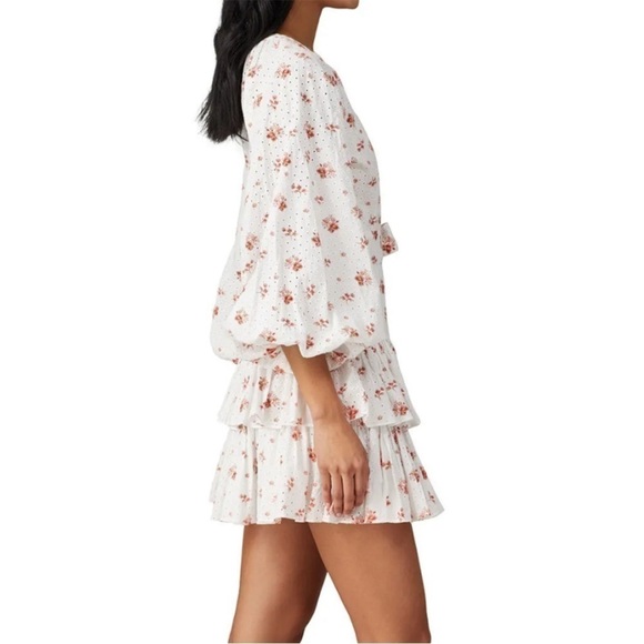 Maia Bergman Ines Floral Eyelet Wrap Mini Dress Size L - Picture 2 of 16